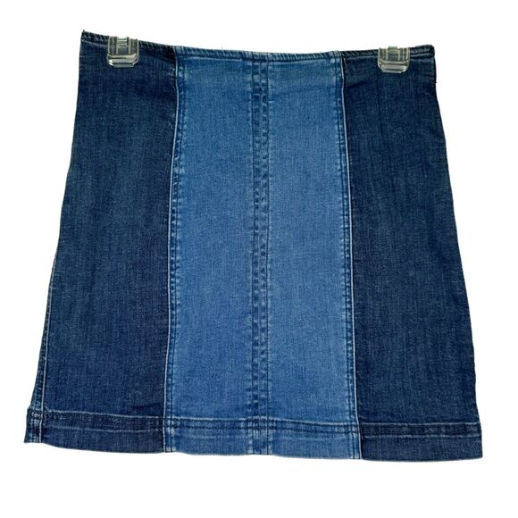 PACSUN woman's size 27 contrast color block denim stretch mini skirt - Picture 7 of 7